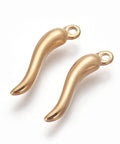 BeadsBalzar Beads & Crafts (SP6461A) 304 Stainless Steel Pendants, Chili, Golden Size: about 5mm wide, 19.5mm long, (2 PCS)