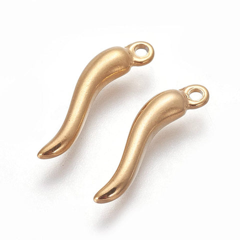 BeadsBalzar Beads & Crafts (SP6461A) 304 Stainless Steel Pendants, Chili, Golden Size: about 5mm wide, 19.5mm long, (2 PCS)