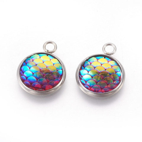 BeadsBalzar Beads & Crafts (SP6558A) DEEP PINK (SP6558X) Resin Pendants, with 304 Stainless Steel Finding,14mm wide (4PCS-CHOOSE COLOR)