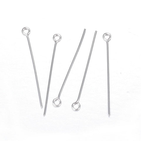 BeadsBalzar Beads & Crafts (SP6574A) 304 Stainless Steel Eye Pin, 35mm long, (10GMS)