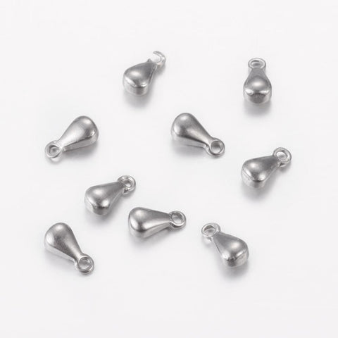 BeadsBalzar Beads & Crafts (SP7486A) 304 Stainless Steel Charms, Chain Extender Teardrop, 6mm (10 PCS)