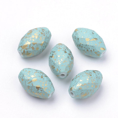 BeadsBalzar Beads & Crafts Spray Painted Acrylic Beads, Faceted, Oval, LightSkyBlue 17MM (AB5084)