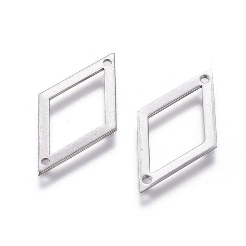BeadsBalzar Beads & Crafts (SR7386-S) 304 Stainless Steel Links connectors, Rhombus 24mm (10 PCS)