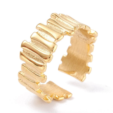 BeadsBalzar Beads & Crafts (SR7971-46GD) Ion Plating(IP) 304 Stainless Steel Cuff Rings  Golden about (17.1mm)