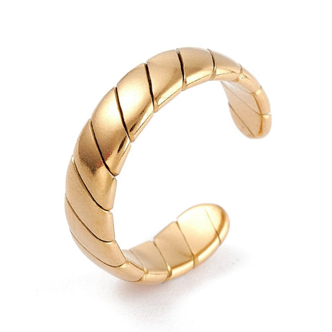 BeadsBalzar Beads & Crafts (SR7972-03G) 304 Stainless Steel Cuff Rings, Open Ring, Golden (17mm) (1 PC)