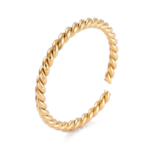 BeadsBalzar Beads & Crafts (SR7973-02GD) 304 Stainless Steel Cuff Rings, Twist, Golden (17mm) (1 PC)