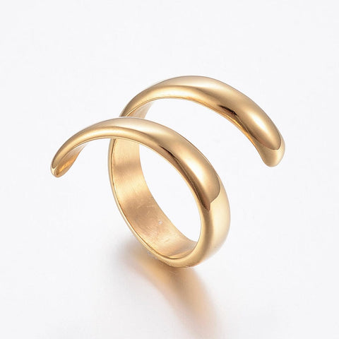 BeadsBalzar Beads & Crafts (SR7984-G) Ion Plating(IP) 304 Stainless Steel Finger Rings, Golden 17mm (1 PC)