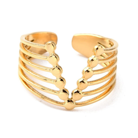BeadsBalzar Beads & Crafts (SR8664-G) Ion Plating(IP) 304 Stainless Steel Finger Rings Golden 16.5mm (1 PC)