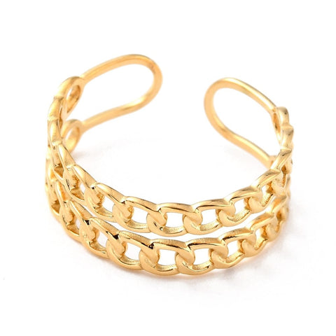 BeadsBalzar Beads & Crafts (SR8667-25G) Ion Plating(IP) A304 Stainless Steel Finger Ring , Golden 17mm (1 PC)