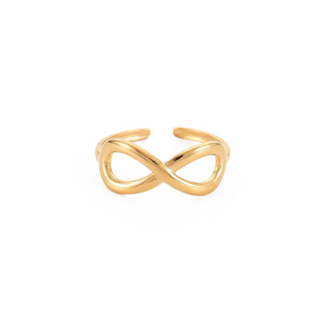 BeadsBalzar Beads & Crafts (SR8680-G) Ion Plating(IP) 304 Stainless Steel Open Infinity Hollow Cuff Ring 18.1mm (1 PC)