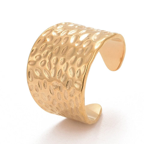 BeadsBalzar Beads & Crafts (SR8681-27G) Ion Plating(IP) 304 Stainless Steel Open Cuff Ring, Golden 19mm (1 PC)