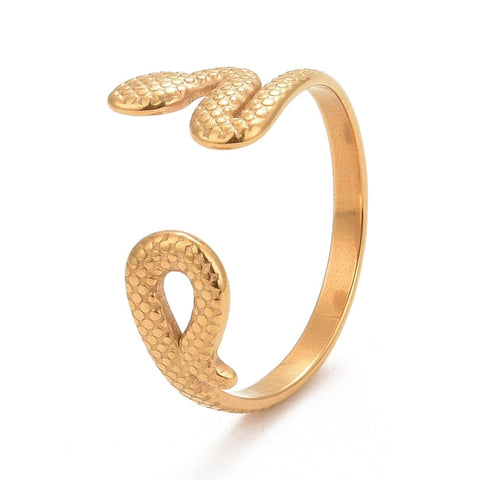 BeadsBalzar Beads & Crafts (SR8682-18G) Ion Plating(IP) 304 Stainless Steel Snake Wrap Open Golden 18mm (1 PC)