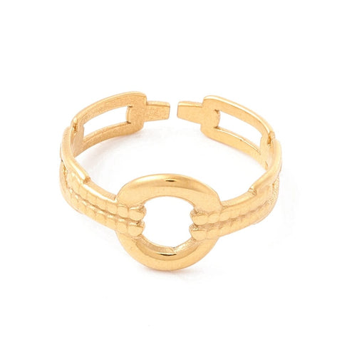 BeadsBalzar Beads & Crafts (SR8686-05G) Ion Plating(IP) 304 Stainless Steel Cuff Ring, Round Ring, Golden 16.7mm (1 PC)