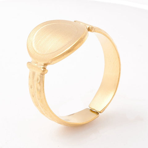 BeadsBalzar Beads & Crafts (SR8688-G) Ion Plating(IP) 304 Stainless Steel Cuff Ring, Flat Round, Golden 16.5mm (1 PC)