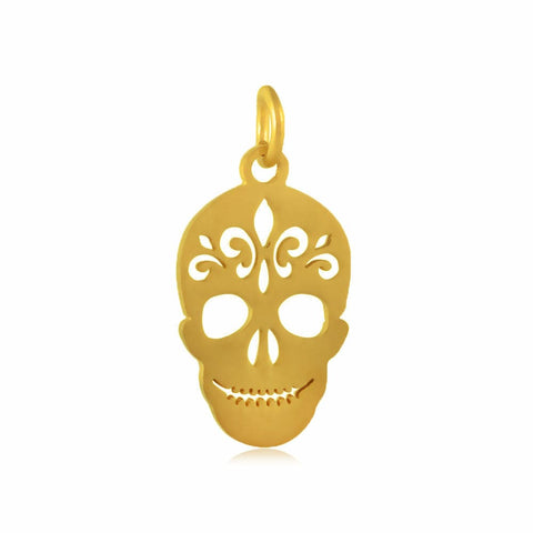 BeadsBalzar Beads & Crafts (SS5573) 304 Stainless Steel Pendants, Skull, Golden 18MM