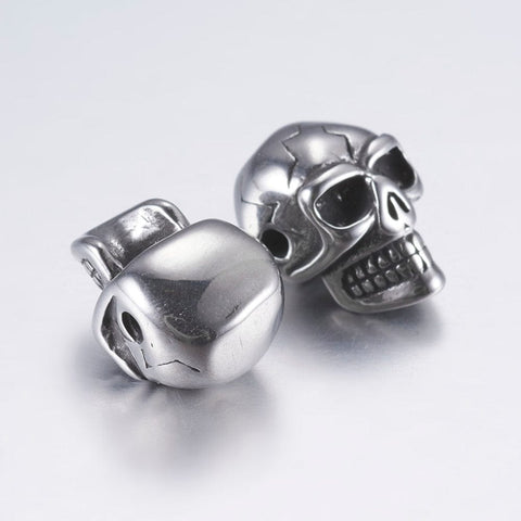 BeadsBalzar Beads & Crafts (SS5574) 304 Stainless Steel Beads, Skull, Antique Silver 14MM