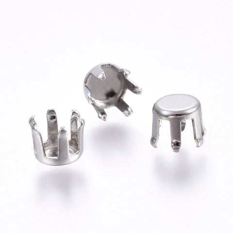 BeadsBalzar Beads & Crafts (SS6153B) 304 Stainless Steel Rhinestone Claw Settings, Steel Color 7mm in diameter,fit for 6.5mm rhinestone (20 PCS)