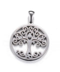 BeadsBalzar Beads & Crafts (ST5820A) 304 Stainless Steel Pendants, Flat Round with Tree of Life, 25mm wide
