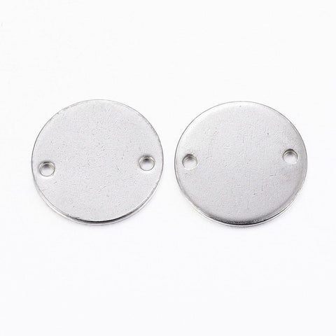 BeadsBalzar Beads & Crafts (ST6027) 304 Stainless Steel Links,Tag, Flat Round,16mm in diameter, 1mm thick, hole: 1.5mm. (10 PCS)