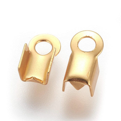 BeadsBalzar Beads & Crafts (ST6097A) 304 Stainless Steel Folding Crimp Ends, Golden  8mm long, 4mm wide (10 PCS)