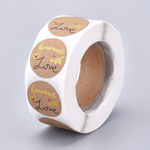 BeadsBalzar Beads & Crafts (ST7033B) Handmade with Love Stickers,  26mm