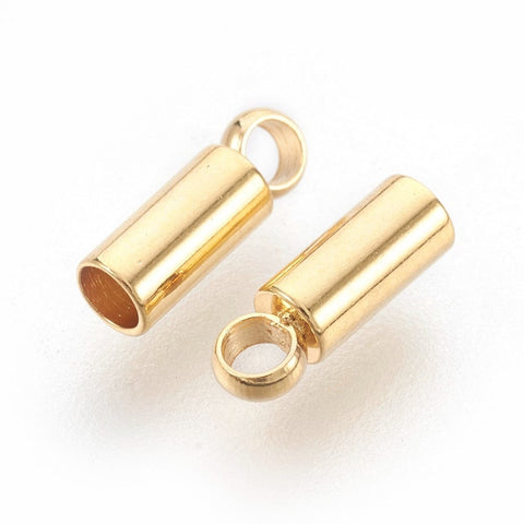 BeadsBalzar Beads & Crafts (ST7691-G) 304 Stainless Steel Cord Ends, End Caps, Golden 8x2.5mm (10 PCS)
