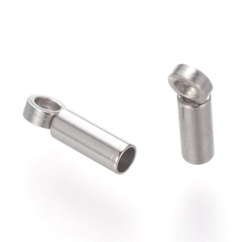 BeadsBalzar Beads & Crafts (ST7692-S) 304 Stainless Steel Cord Ends, End Caps, Tube, 2x7mm (10 PCS)