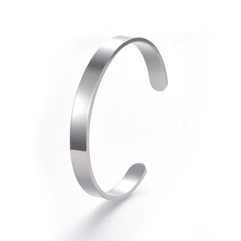 BeadsBalzar Beads & Crafts STAINLESS STEEL (SB8212-P) (SB8212-X) 304 Stainless Steel Blank Custom Engraved Name Text Bangle (1 PC)
