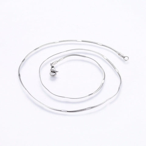 BeadsBalzar Beads & Crafts STAINLESS STEEL (SC7949-P) (SC7949-X) 304 Stainless Steel Flat Snake Chain Necklace  (45cm)
