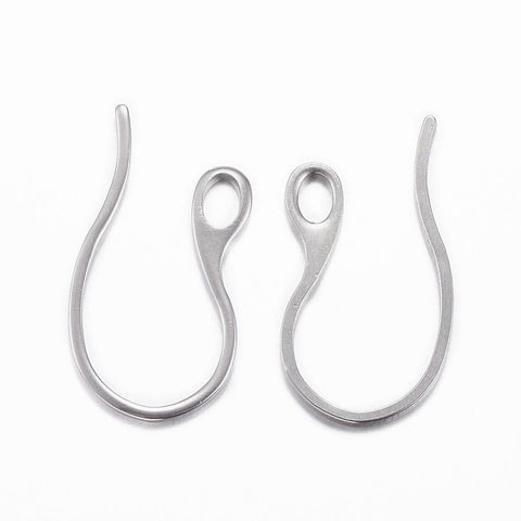 BeadsBalzar Beads & Crafts STEEL COLOR (EH7176P) (EH7176-X) 304 Stainless Steel Earring Hooks, Ear Wire, 22x11.5mm (10 PCS)