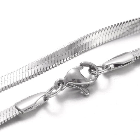 BeadsBalzar Beads & Crafts STEEL COLOR (SN7965P) (SN7965-X) 304 Stainless Steel Snake Chain Necklaces, (45cm)