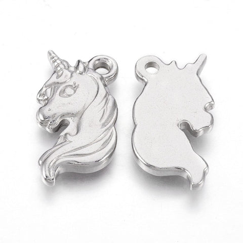 BeadsBalzar Beads & Crafts (SU7053A) 304 Stainless Steel Pendants, Unicorn, 15X27mm (2 PCS)