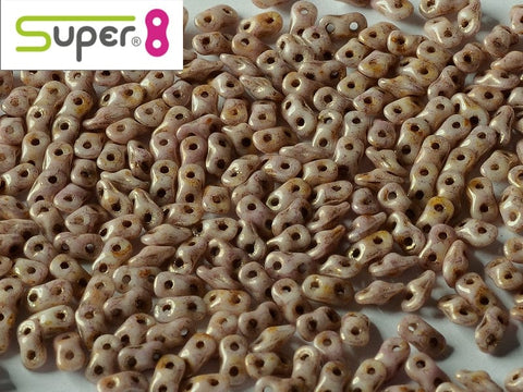 BeadsBalzar Beads & Crafts SUPER 8 ALABASTER LILA GOLD LUSTER (S8-15695)