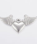 BeadsBalzar Beads & Crafts (SW6114A) 304 Stainless Steel Pendants, Heart and Wing, 40mm, (2 PCS)
