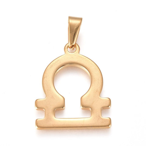 BeadsBalzar Beads & Crafts (SZ7255-A) LIBRA (SZ7255-X) 304 Stainless Steel Pendants, Zodiac Signs (1 PC)