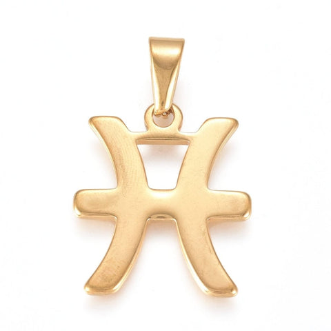 BeadsBalzar Beads & Crafts (SZ7255-B) PISCES (SZ7255-X) 304 Stainless Steel Pendants, Zodiac Signs (1 PC)