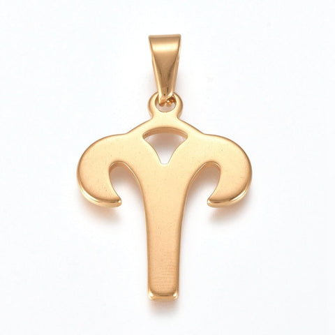 BeadsBalzar Beads & Crafts SZ7255-C) ARIES (SZ7255-X) 304 Stainless Steel Pendants, Zodiac Signs (1 PC)