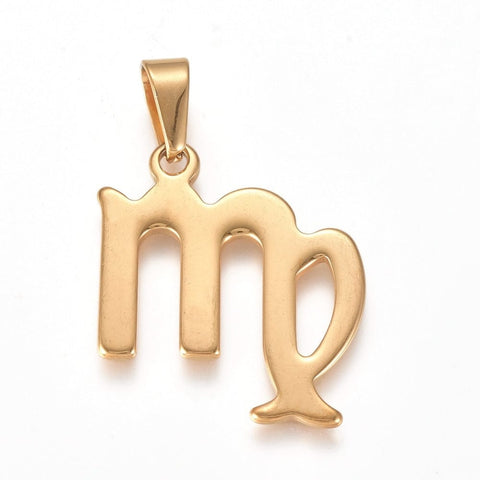 BeadsBalzar Beads & Crafts (SZ7255-E) VIRGO (SZ7255-X) 304 Stainless Steel Pendants, Zodiac Signs (1 PC)