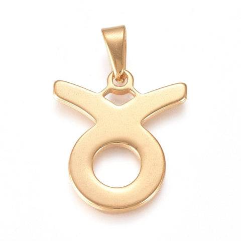 BeadsBalzar Beads & Crafts (SZ7255-F) TAURUS (SZ7255-X) 304 Stainless Steel Pendants, Zodiac Signs (1 PC)