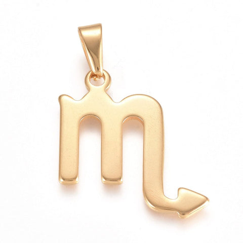 BeadsBalzar Beads & Crafts (SZ7255-G) SCORPIO (SZ7255-X) 304 Stainless Steel Pendants, Zodiac Signs (1 PC)