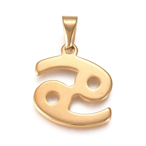 BeadsBalzar Beads & Crafts (SZ7255-H) CANCER (SZ7255-X) 304 Stainless Steel Pendants, Zodiac Signs (1 PC)