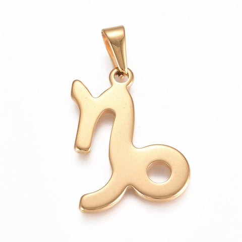 BeadsBalzar Beads & Crafts (SZ7255-I) CAPRICORN (SZ7255-X) 304 Stainless Steel Pendants, Zodiac Signs (1 PC)