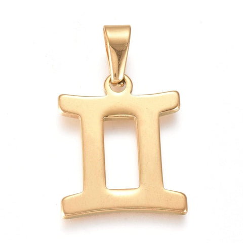 BeadsBalzar Beads & Crafts (SZ7255-K) GEMINI (SZ7255-X) 304 Stainless Steel Pendants, Zodiac Signs (1 PC)