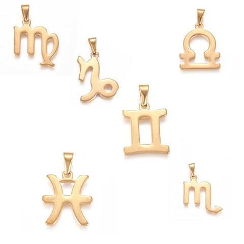 BeadsBalzar Beads & Crafts (SZ7255-X) 304 Stainless Steel Pendants, Zodiac Signs (1 PC)