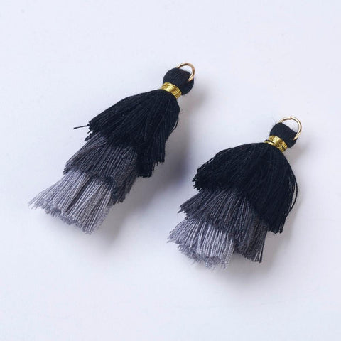 BeadsBalzar Beads & Crafts (TA6143) GREY (TA6143X) Polyester Tassel Pendants, Golden,+COLORS, 43~50mm long (2 PCS)