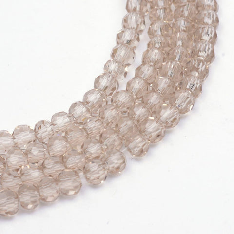 BeadsBalzar Beads & Crafts TAN (BE8235-01F) (BE8235-X) Transparent Glass Bead Strands, Faceted Round, 6mm (1 STR)