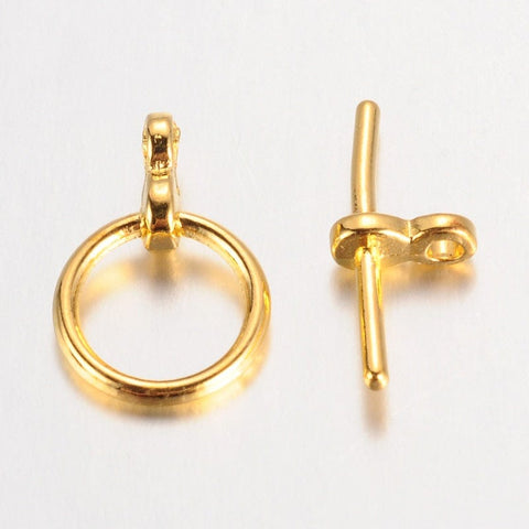 BeadsBalzar Beads & Crafts (TC925) Toggle Tbar clasp gold colour (6SETS)