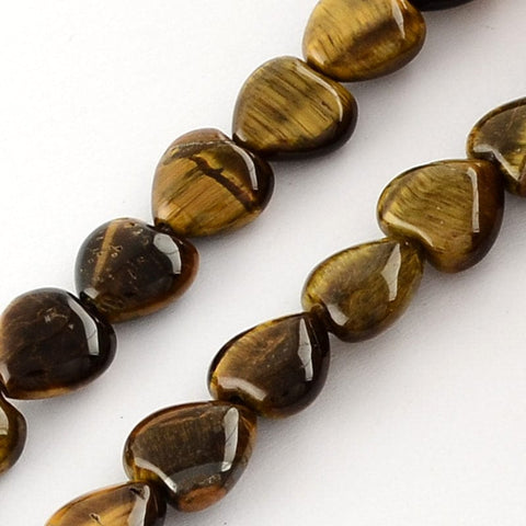 BeadsBalzar Beads & Crafts TIGER EYE (BG4703A) (BG4703X) GEMSTONE Beads, Heart, 10MM (& COLORS)