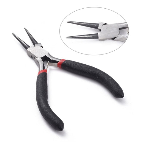BeadsBalzar Beads & Crafts (TP134) 5 inch Polishing Carbon Steel Jewelry Round Nose Pliers, Black, Gunmetal Handle, Black, Gunmetal 12.5cm (1 PC)