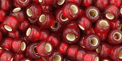 BeadsBalzar Beads & Crafts (TR-06-25CF) TOHO Round 6/0 : Silver-Lined Frosted Ruby (25 GMS)